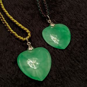 2 x Jade Heart Pendants